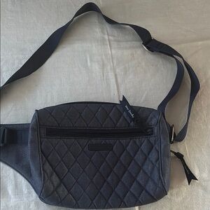 Vera Bradley Quilted Chambray Denim Navy BeltTravel Fanny Bag